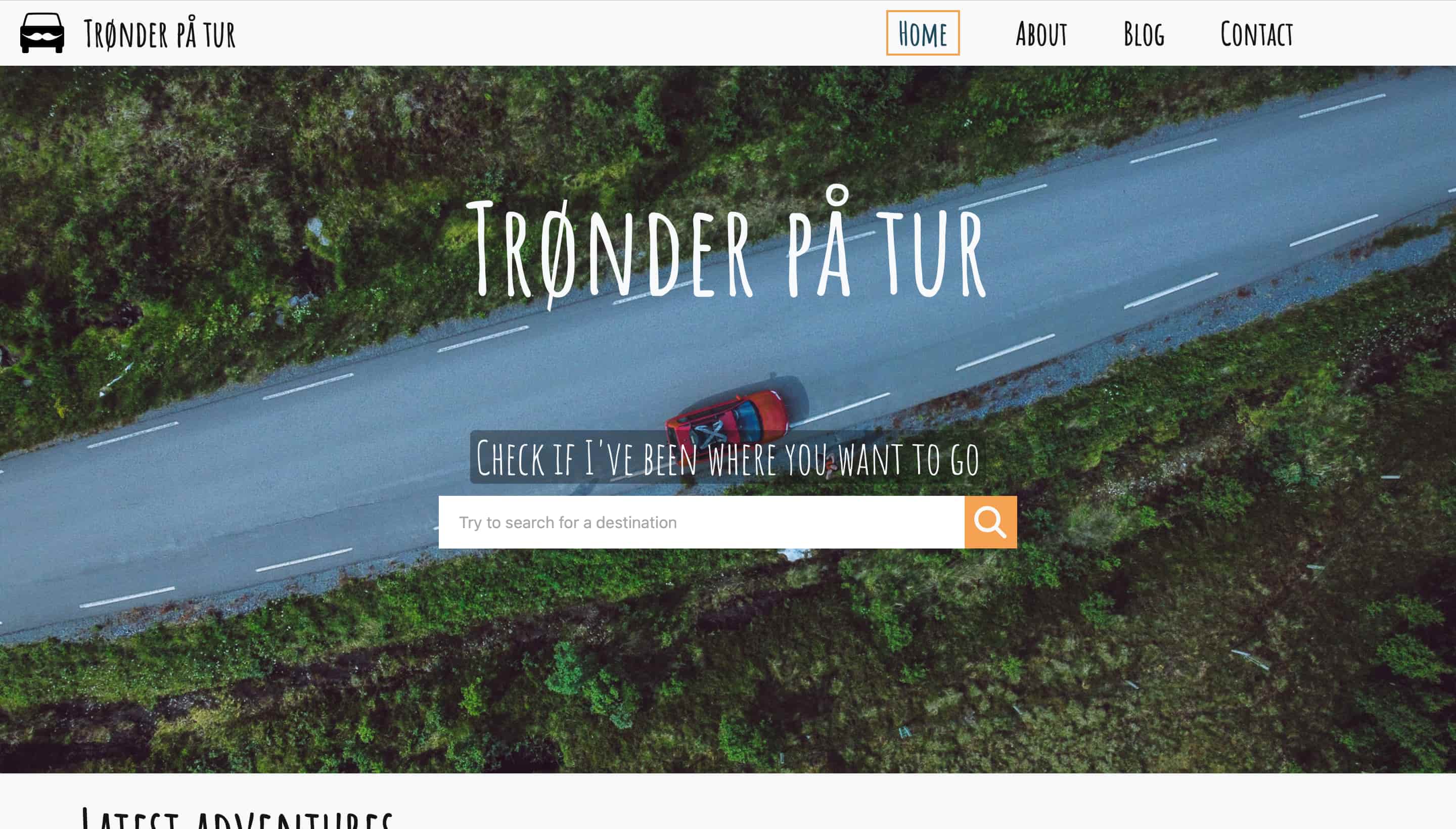 frontpage of the tronder på tur webpage